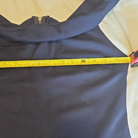 Elegant Navy Off-Shoulder Dress - Picture 4 of 7